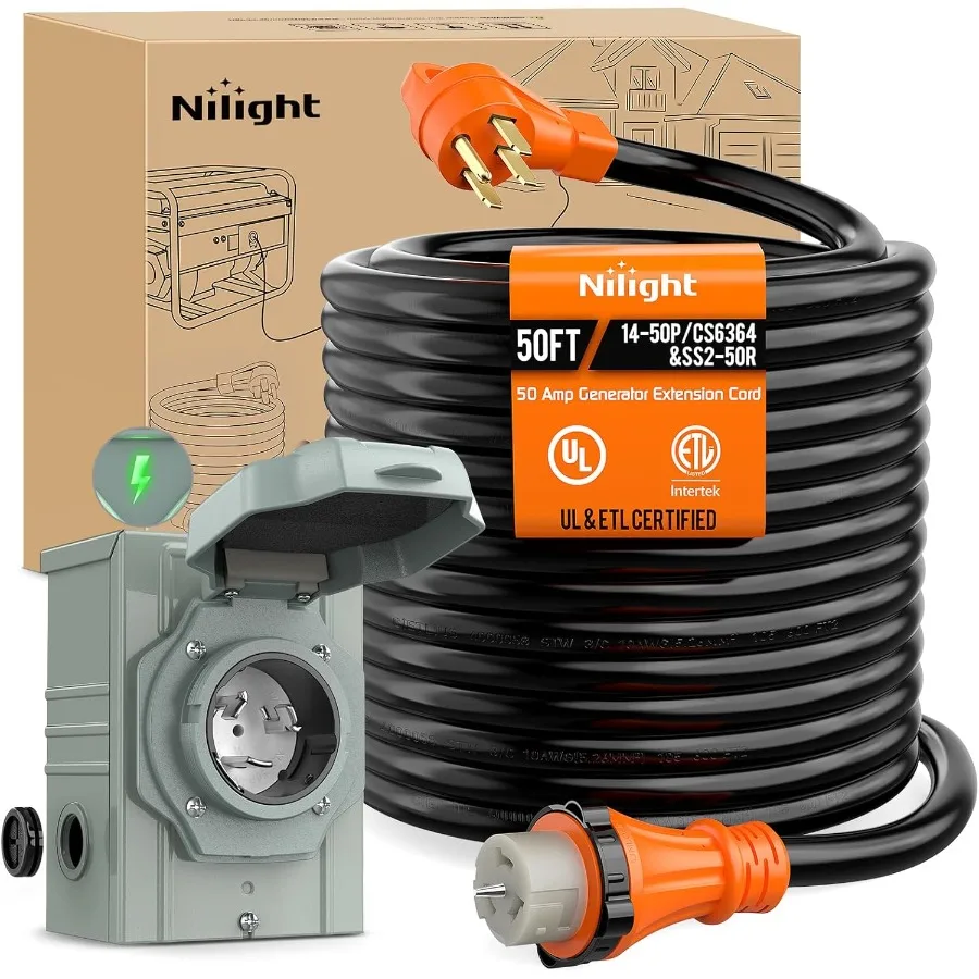 Outdoor Power Inlet Box - Kabel Ekstensi Generator Tugas Berat 50A