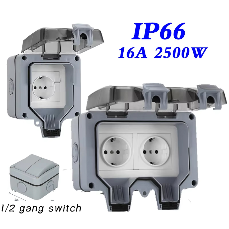 Outdoor Power Inlet Box - EU KR Soket Tahan Air Dinding