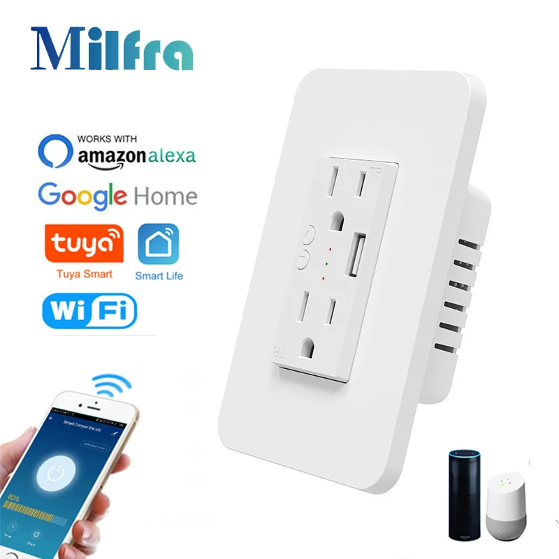 Outdoor Usb Power Strip - Milfra soket pintar Wifi dinding ganda,