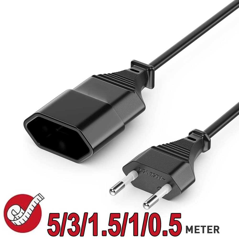 Extension Cord Outdoor - Kabel Ekstensi Daya EU 2-Prong Eropa,