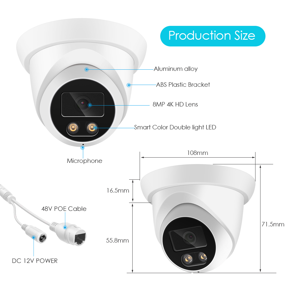 Kamera Audio IP 4K 8MP, CCTV r - Outdoor Power Wire ulasan dan harga