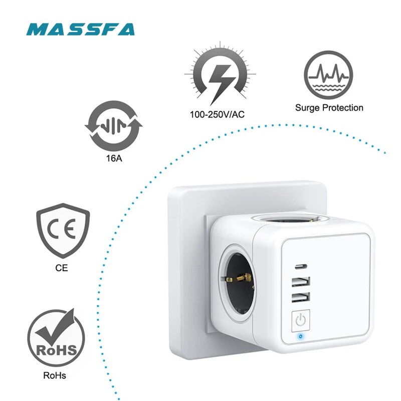 Massafa 4 stop kontak AC Eu co - Outdoor Usb Power Strip ulasan dan harga